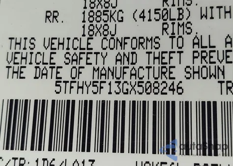 2016 Toyota Tundra Limited 5.7L V8 из США, поврежденный, VIN 5TFHY5F13GX508246